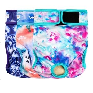 Multi-Color Tie-Dye Reusable Dog Diaper - Turquoise Trim